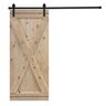 AIOPOP HOME X-Bar Serie 36 in. x 84 in. Mother Nature Knotty Pine Wood DIY Sliding Barn Door with Hardware Kit