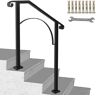 VEVOR 2 ft. Wrought Iron Handrail Fit 2 or 3 Steps Handrails for Outdoor Steps Flexible Porch Railing, Black