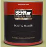 BEHR PREMIUM PLUS 1 qt. #400D-5 Grass Cloth Flat Exterior Paint & Primer