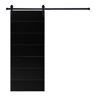 Modern LINE Designed 84 in. x 24 in. MDF Panel Black Painted Sliding Barn Door with Hardware Kit