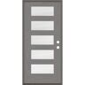 Krosswood Doors ASCEND Modern 36 in. x 80 in. Left-Hand/Inswing 5-Lite Satin Glass Malibu Grey Stain Fiberglass Prehung Front Door