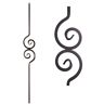 HOUSE OF FORGINGS Versatile 44 in. x 0.5 in. Satin Black Double Spiral Solid Wrought Iron Baluster