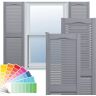 Ekena Millwork 12 in. x 25 in. Lifetime Open Louvered Vinyl Standard Cathedral Top Center Mullion Shutters Pair in Paintable