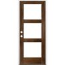 Krosswood Doors 32 in. x 96 in. Modern Hemlock Right-Hand/Inswing 3-Lite Clear Glass Provincial Stain Wood Prehung Front Door