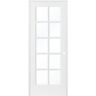 Krosswood Doors 30 in. x 80 in. Shaker 10-Lite Primed Left-Hand Low-E Glass MDF Wood Clear Composite Single Prehung Interior Door