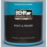 BEHR PREMIUM PLUS 1 qt. #S510-3 Ombre Blue Satin Enamel Exterior Paint & Primer