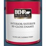 BEHR PREMIUM PLUS 1 gal. #BXC-24 Atlantic Tide Hi-Gloss Enamel Interior/Exterior Paint