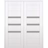 Belldinni Dora 48 in. x 80 in. Both Active 3-Lite Frosted Glass Snow White Wood Composite Double Prehung Interior Door