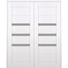Belldinni Dora 36 in. W. x 80 in. Both Active 3-Lite Frosted Glass Snow White Wood Composite Double Prehend Interior Door