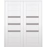 Belldinni Dora 64 in. x 80 in. Both Active 3-Lite Frosted Glass Snow White Wood Composite Double Prehung Interior Door