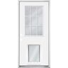 Steves & Sons 32 in. x 80 in. Reliant Series Clear 9-Lite RHIS White Primed Fiberglass Prehung Front Door with Extra Large Pet Door