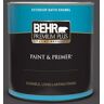 BEHR PREMIUM PLUS 1 qt. #N530-7 Private Black Satin Enamel Exterior Paint & Primer