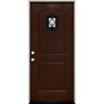 Steves & Sons 36 in. x 80 in. Oxford Speak Easy Right-Hand Inswing Chestnut Mahogany Fiberglass Prehung Front Door 4-9/16 Frame