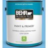 BEHR PREMIUM PLUS 1 gal. #550B-4 Costa Rica Blue Satin Enamel Low Odor Interior Paint & Primer