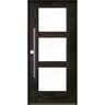 Krosswood Doors Modern Faux Pivot 36 in. x 80 in. 3-Lite Right-Hand/Inswing Clear Glass Baby Grand Stain Fiberglass Prehung Front Door