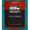 BEHR PREMIUM PLUS 1 gal. #500B-7 Tucson Teal Flat Exterior Paint & Primer