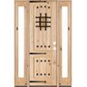 Krosswood Doors 58 in. x 96 in. Mediterranean Unfinished Knotty Alder Arch Left-Hand Full Sidelites Clear Glass Prehung Front Door