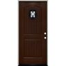 Steves & Sons 36 in. x 80 in. Oxford Speak Easy Left-Hand Inswing Chestnut Mahogany Fiberglass Prehung Front Door 4-9/16 Frame