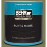 BEHR PREMIUM PLUS 1 qt. #S370-6 Seaweed Salad Satin Enamel Exterior Paint & Primer