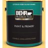 BEHR PREMIUM PLUS 1 gal. #T17-20 Lemon Burst Semi-Gloss Enamel Exterior Paint & Primer