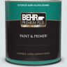 BEHR PREMIUM PLUS 1 qt. #ICC-36 Serene Semi-Gloss Enamel Exterior Paint & Primer