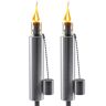 Stainless Steel Outdoor Torches 5 ft. Oil Lamp for Citronella Fiberglass Wick & Snuffer Cap Set of 2 (Barrel)