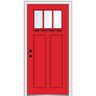 MMI Door 36 in. x 80 in. Clear LowE Glass 3 Lite Red Saffron Shaker with Shelf Painted Fiberglass Smooth Prehung Front Door