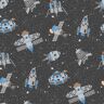Tiny Tots 2 Collection Black/Blue/Orange Glitter Kids Spaceships Design Non-Pasted Non-Woven Paper Wallpaper Roll