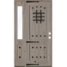 Krosswood Doors 50 in. x 96 in. Mediterranean Knotty Alder Left-Hand/Inswing Clear Glass Grey Stain Wood Prehung Front Door w/Sidelite