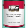 BEHR PREMIUM PLUS 1 gal. #P440-4 March Aquamarine Hi-Gloss Enamel Interior/Exterior Paint