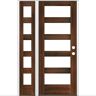 Krosswood Doors 50 in. x 80 in. Modern Hemlock Left-Hand/Inswing 5-Lite Clear Glass Red Mahogany Stain Wood Prehung Front Door