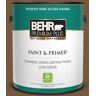 BEHR PREMIUM PLUS 1 gal. #290F-7 Wooden Cabin Semi-Gloss Enamel Low Odor Interior Paint & Primer