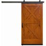 JELD-WEN 36 in. x 80 in. Karona Crossbuck Chestnut Stained Rustic White Oak Wood Sliding Barn Door with Hardware Kit