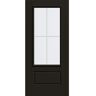 JELD-WEN 36 in. x 80 in. 1 Panel 3/4 Lite Right-Hand/Inswing Clear Glass Black Steel Front Door Slab with Grids Between Glass