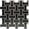 Merola Tile Metro Dog Bone Basketweave Matte Black with Glass Gold Dot 10 in. x 10 in. Porcelain Mosaic Tile (7.1 sq. ft./Case)