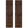 14 in. x 42 in. Traditional Wood Board and Batten Shutters Pair in Coffee Brown