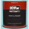 BEHR PREMIUM PLUS 1 qt. #CE-02 Mermaid Tears Flat Exterior Paint & Primer