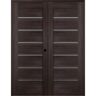 Belldinni Vona 07-02 56 in. x 80 in. Left Hand Active 6-Lite Frosted Glass Veralinga Oak Wood Composite Double Prehung French Door