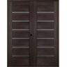 Belldinni Vona 07-02 48 in. x 80 in. Left Hand Active 6-Lite Frosted Glass Veralinga Oak Wood Composite Double Prehung French Door