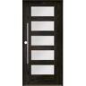 Krosswood Doors Modern Faux Pivot 36 in. x 80 in. 5 Lite Right-Hand/Inswing Satin Glass Baby Grand Stain Fiberglass Prehung Front Door