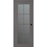 Bellini Vana 24 in. x 84 in. Left-Handed 8-Lite Frosted Glass Gray Matte Composite DIY-Friendly Single Prehung Interior Door
