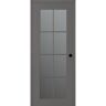 Bellini Vana 36 in. x 80 in. Left-Handed 8-Lite Frosted Glass Gray Matte Composite DIY-Friendly Single Prehung Interior Door