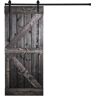 AIOPOP HOME K-Bar Serie 30 in. x 84 in. Charcoal Knotty Pine Wood DIY Sliding Barn Door with Hardware Kit