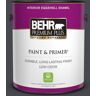 BEHR PREMIUM PLUS 1 gal. #N490-7 Ink Black Eggshell Enamel Low Odor Interior Paint & Primer