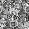 RoomMates 28.29 sq. ft. Mushroom Magic Black Peel and Stick Wallpaper