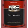 BEHR PREMIUM PLUS 1 gal. #ICC-107 Crimson Flat Exterior Paint & Primer