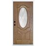 MP Doors 36 in. x 80 in. Medium Oak Right-Hand Inswing 3/4 Oval Decorative-Lite Zen Stained Fiberglass Prehung Front Door