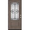 Steves & Sons Regency 36 in. x 96 in. 3/4Lite Georgian Decorative Glass RHOS Ashwood Mahogany Fiberglass Prehung Front Door