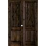 Krosswood Doors Rustic Knotty Alder 64 in. x 96 in. 2-Panel Square Top Left-Handed Black Stain Wood Double Prehung Interior Door