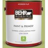 BEHR PREMIUM PLUS 1 gal. #410D-4 Asparagus Flat Low Odor Interior Paint & Primer